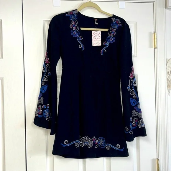 HOST PICK!!!  Free People black dress with embroidered design - Picture 4 of 8